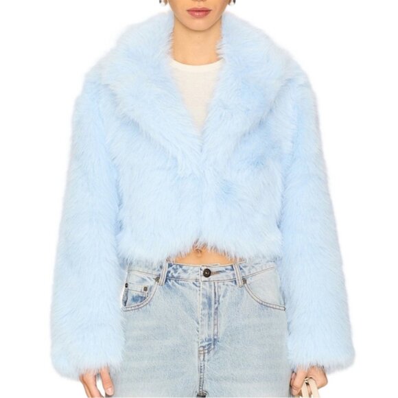 NEW Paris Cropped Faux Fur Jacket Size S - Picture 1 of 16